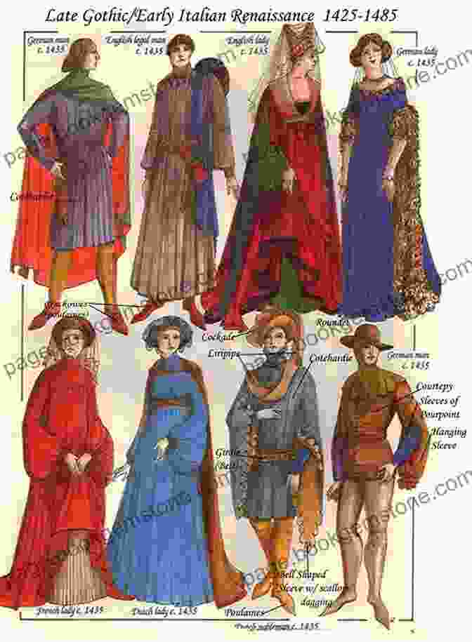 A Group Of People Wearing Late Medieval Clothing, Including Houppelandes, Gowns, And Liripipe Hoods. Traveling Through Egypt: From 450 B C To The Twentieth Century