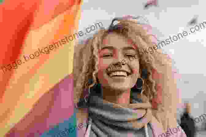 Lesbian Woman Smiling And Holding A Rainbow Flag. A Dictionary For: Heterosexual Men