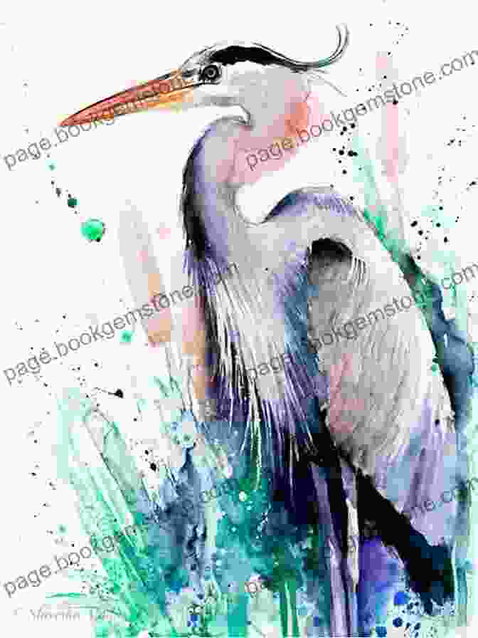 The Heron By Jean Roberts, A Watercolor Painting Featuring A Solitary Heron Amidst A Water Landscape. The Heron Jean M Roberts
